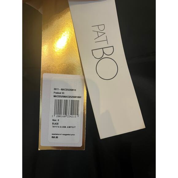 NEW PAT BO Tafetta Bloom Jumpsuit Size 0 Black (Retails$860) - Picture 5 of 7